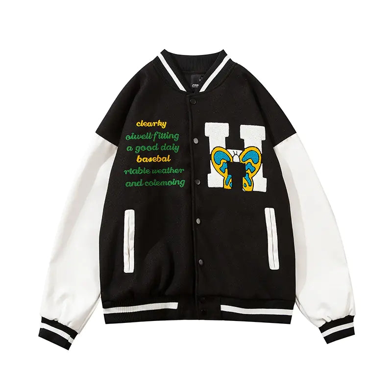Embroidered Color Matching Couple Baseball Jacket – Kylen Fashion