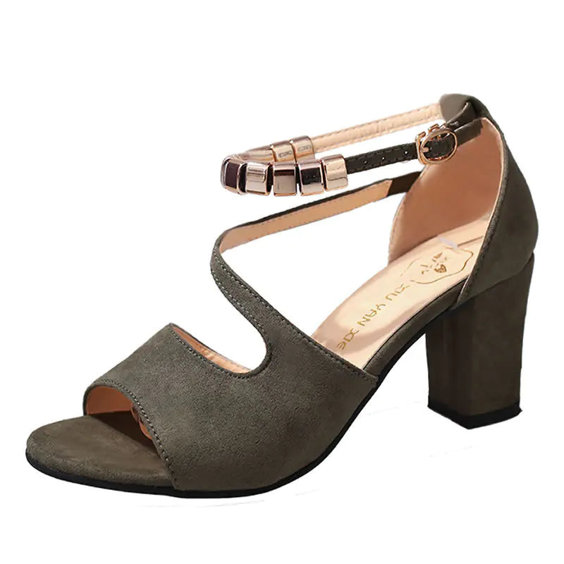 Elegant Women’s Ankle Strap Heeled Sandals – KYLEN