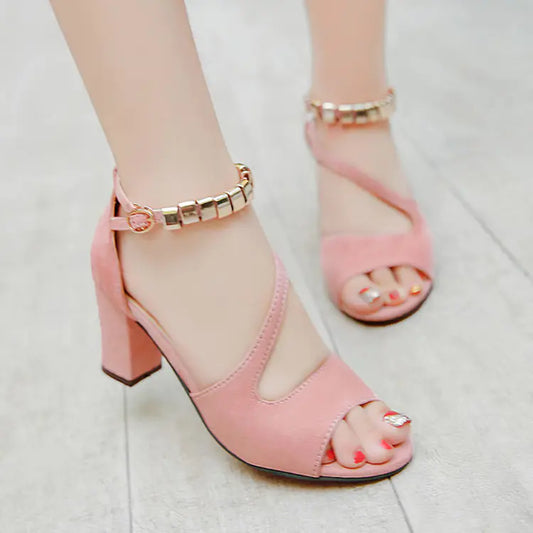 Elegant Women’s Ankle Strap Heeled Sandals – KYLEN