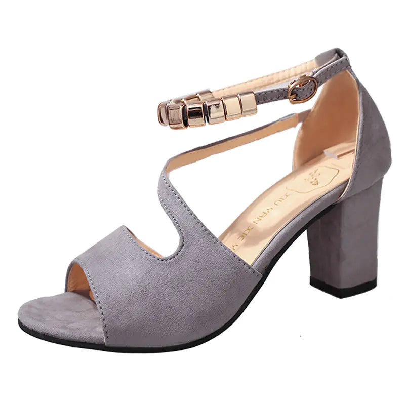 Elegant Women’s Ankle Strap Heeled Sandals – KYLEN